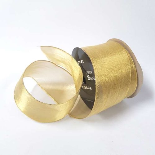 Metallic Mesh Ribbon Gold 70mm
