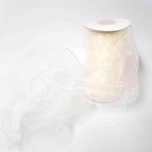 Organza Ribbon Wire Edge Cream 152mm