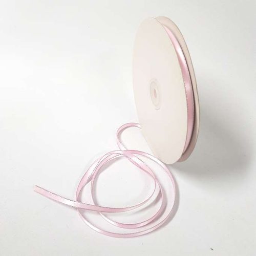 Satin Double sided Silver Edge 6mm Pink