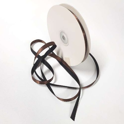 Satin Stitch Ribbon 10mm Brown/Black