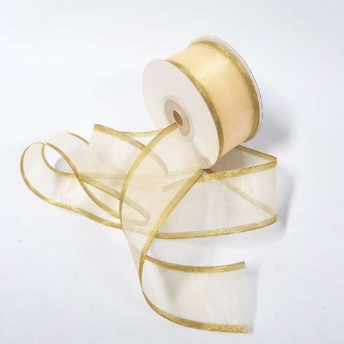 Sheer Organza Ribbon 38mm Gold/Cream