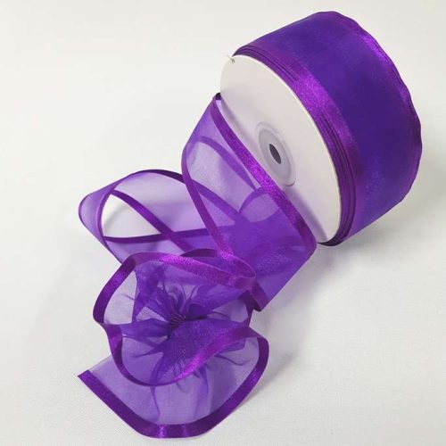 Sheer Pull Bow Ribbon 38mm Purple