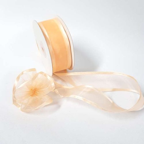 Sheer Pull Bow Ribbon 38mm Soft Peach