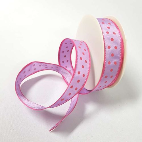 Taffeta Dotty Wired Ribbon 25mm Purple
