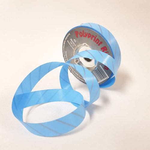 Tear-Curl Ribbon Aslant Stripe Blue 18mm