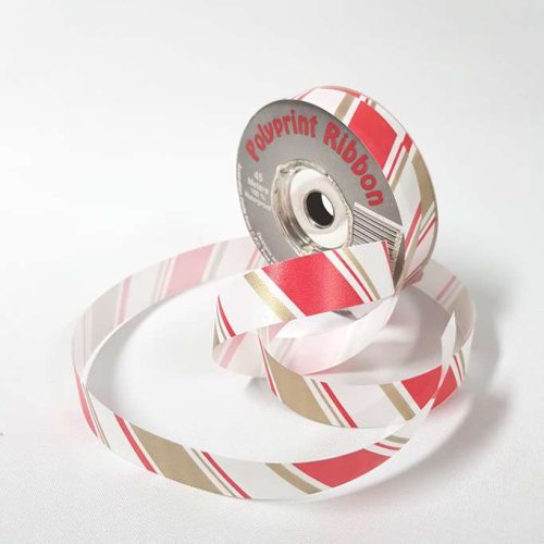 Tear-Curl Ribbon Aslant Stripe Candy 18mm