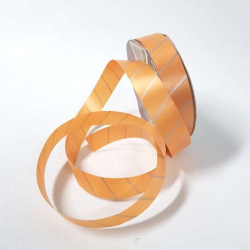 Tear-Curl Ribbon Aslant Stripe Mustard 18mm