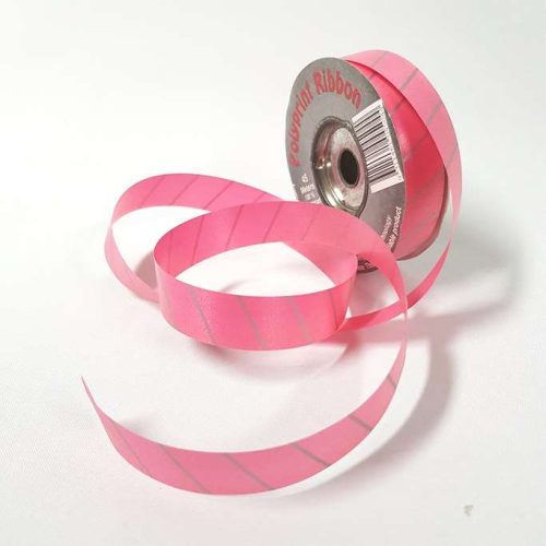 Tear-Curl Ribbon Aslant Stripe Pink 18mm