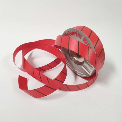 Tear-Curl Ribbon Aslant Stripe Red 18mm