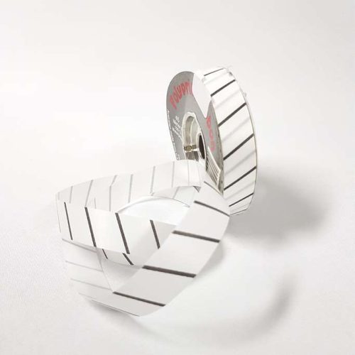 Tear-Curl Ribbon Aslant Stripe White 18mm