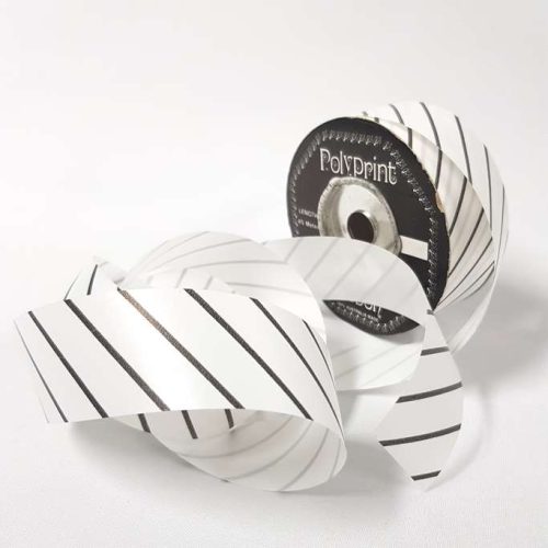 Tear-Curl Ribbon Aslant Stripe White 33mm