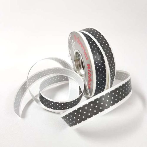 Tear-Curl Ribbon Dotty Black 18mm