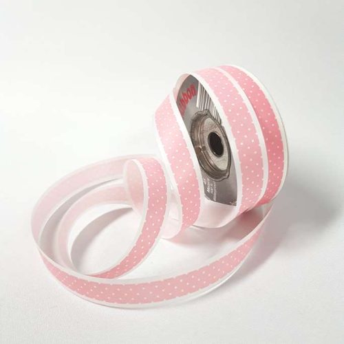 Tear-Curl Ribbon Dotty Pink 18mm