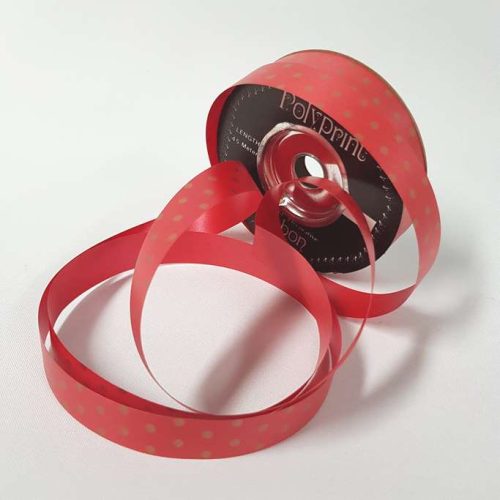 Tear-Curl Ribbon spotty Red 18mm