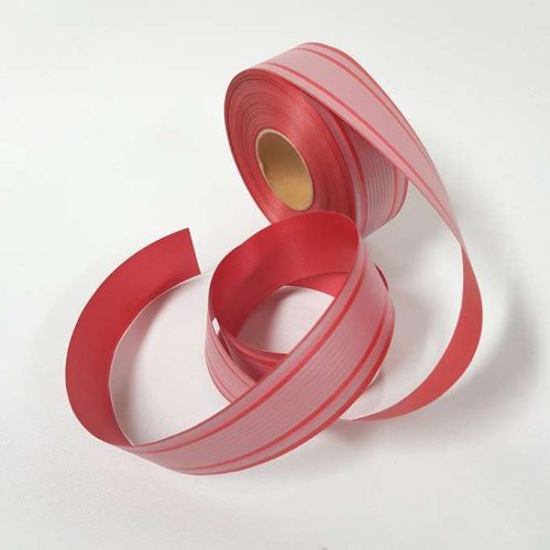 Tear Ribbon Red and Silver Stipes 30mm