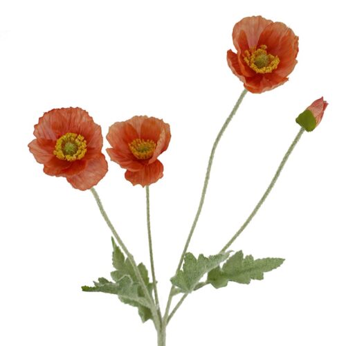 Artificial Poppy Spray Coral 60cm