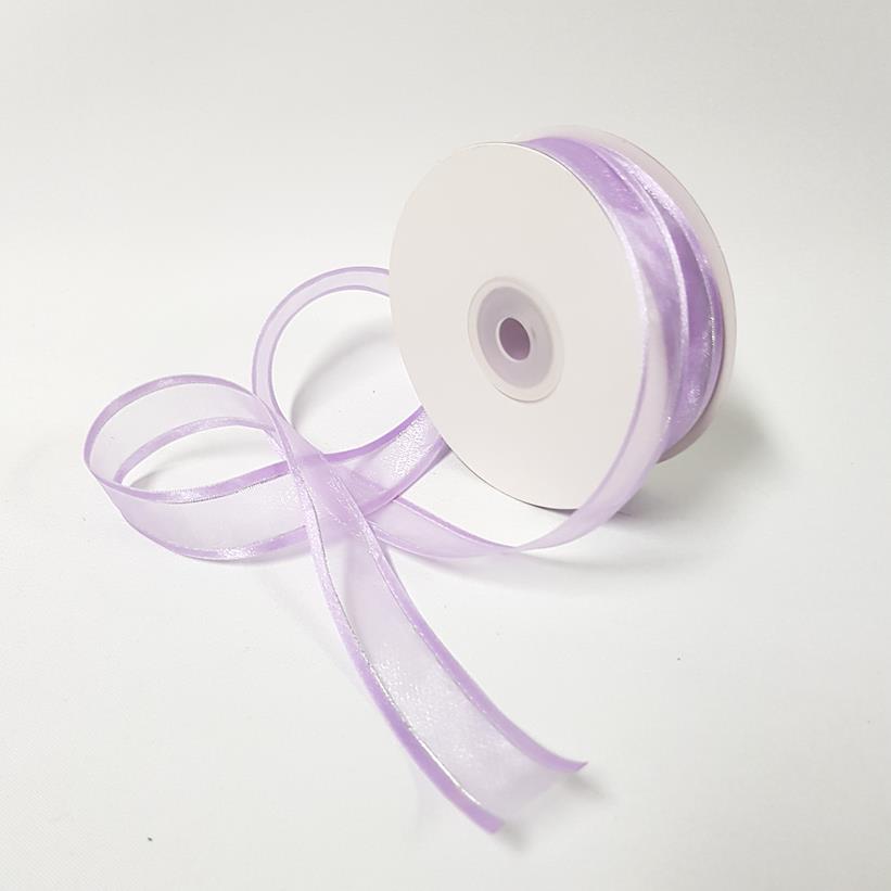 Organza Satin Edge Ribbon silver Thread 22mm Light Orchid