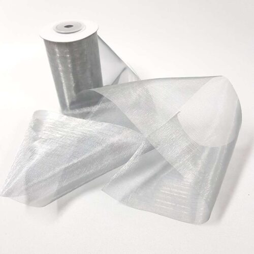 Organza Ribbon 100mm Silver