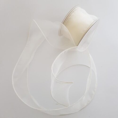 Organza Ribbon Wire Edge Cream 50mm