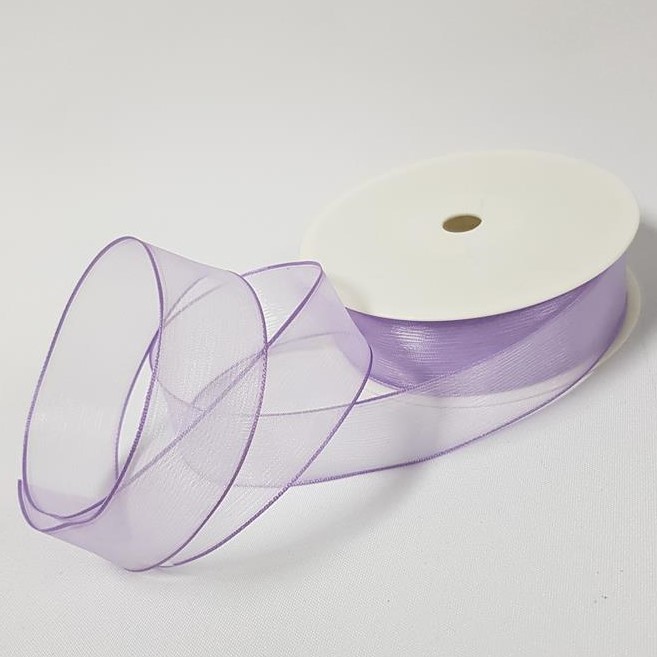 Organza Wired Ribbon 25mm Lilac