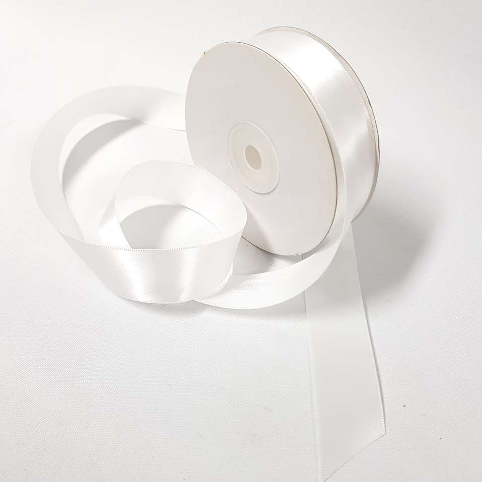 Satin Ribbon Single sided 25mm White