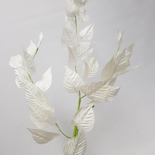 White Ficus Leaf Spray 80cm