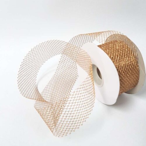 Glitter Mesh Ribbon 50mm Gold