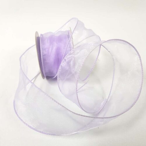 Organza Ribbon Wire Edge Lilac 50mm