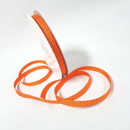 Saddle Stitch Ribbon Orange Yellow Stitch 10mm