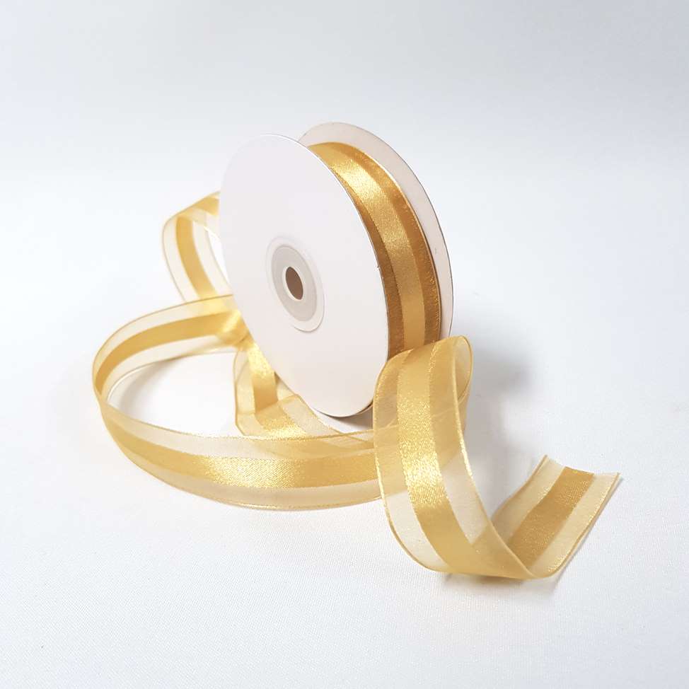 Satin Centred Ribbon 22mm Gold