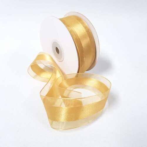 Satin Centred Ribbon 38mm Gold