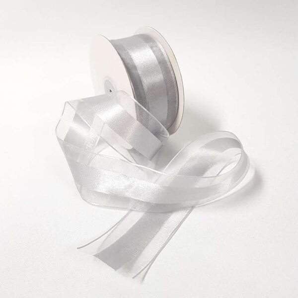Satin Centred Ribbon 38mm Silver