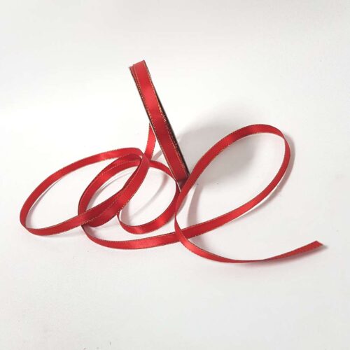 Satin Double sided Gold Edge 10mm Red