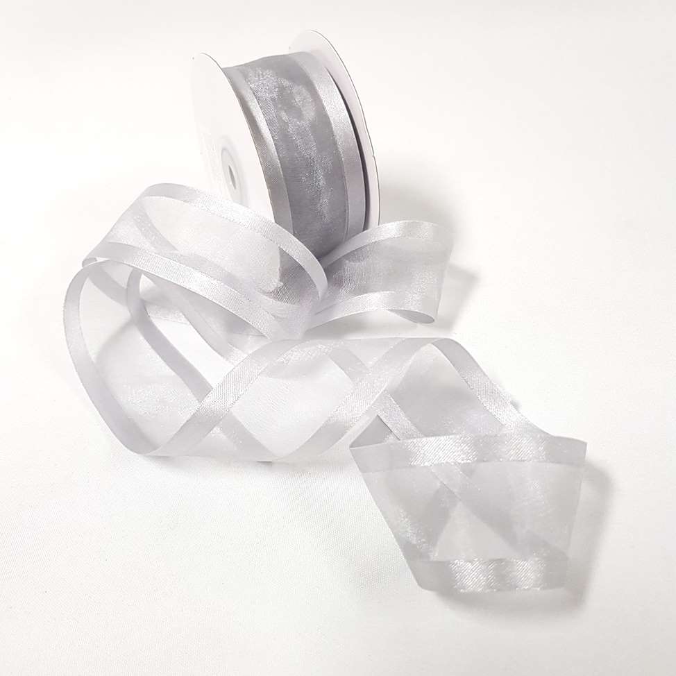 Satin Edged Ribbon 38mm Silver