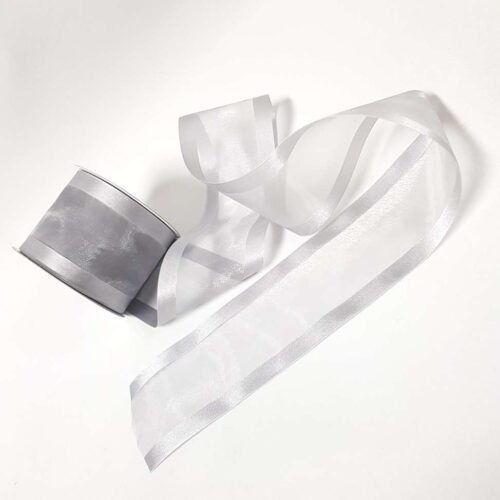 Satin Edged Ribbon 75mm Silver