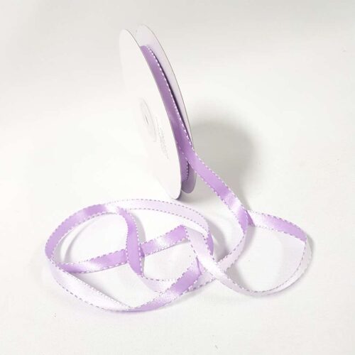 Satin Stitch Ribbon 10mm Orchid/White