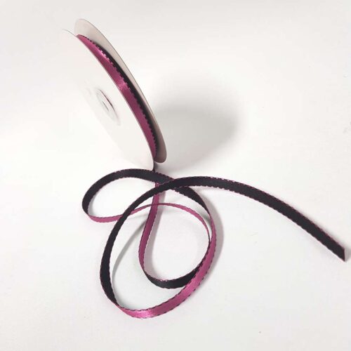 Satin Stitch Ribbon 10mm Pink/Black