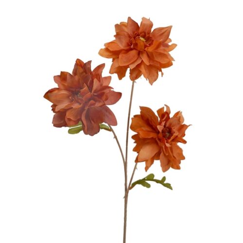 Artificial Dahlia Spray 3H Orange 66cm