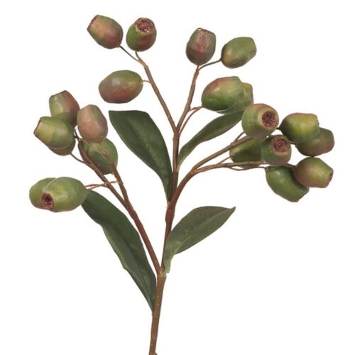 Artificial Gum Nut Stem Green 51cm
