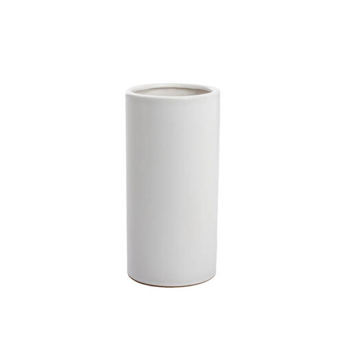 Ceramic Cylinder Vase Matte White 20cm