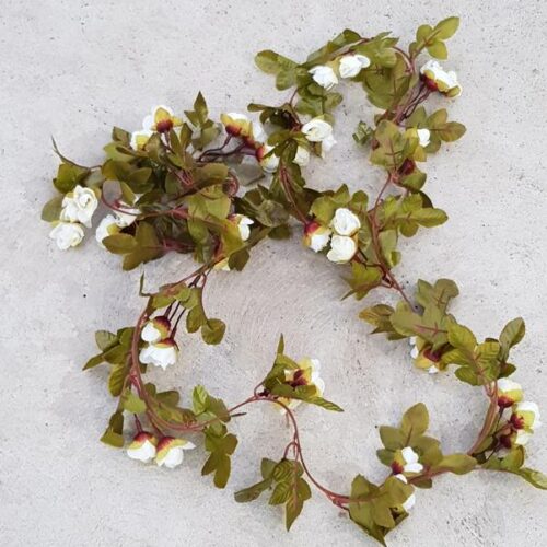 Artificial Rose Garland Petite White 230cm