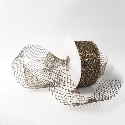 Glitter Mesh 50mm Black gold
