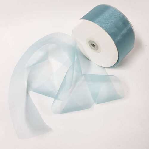 Organza Ribbon 50mm Silver Blue