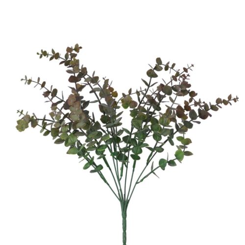 Artificial Eucalyptus Bush Burgundy Green 38cm