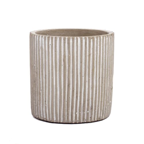 Cement Grey Striped Vase 14cm