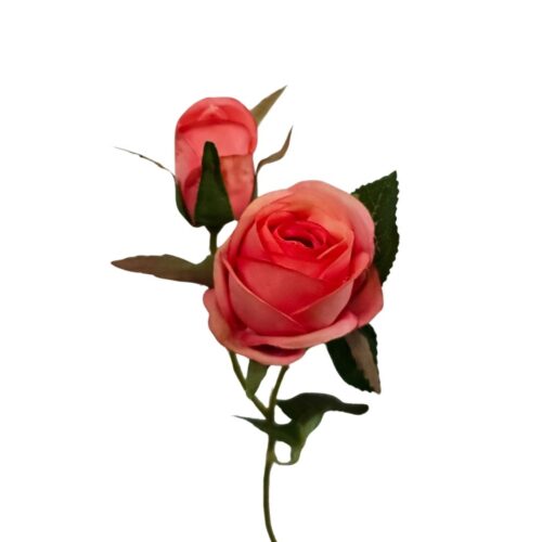 Artificial Rose With Bud Coral 36cm