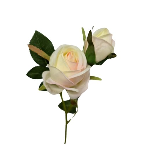 Artificial Rose With Bud Cream Pink 36cm