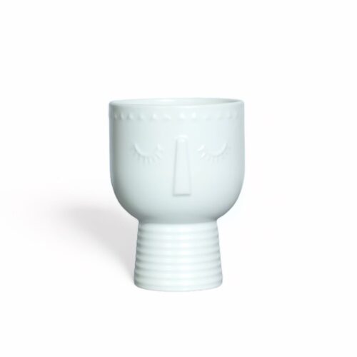 Sleepy Face Ceramic Pot White 16cm