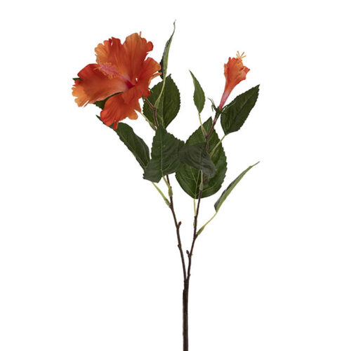 Artificial Hibiscus Spray Orange 61cm