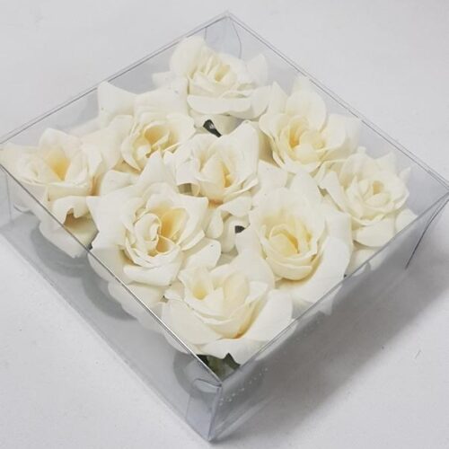 Velvet Mini Rose Heads White